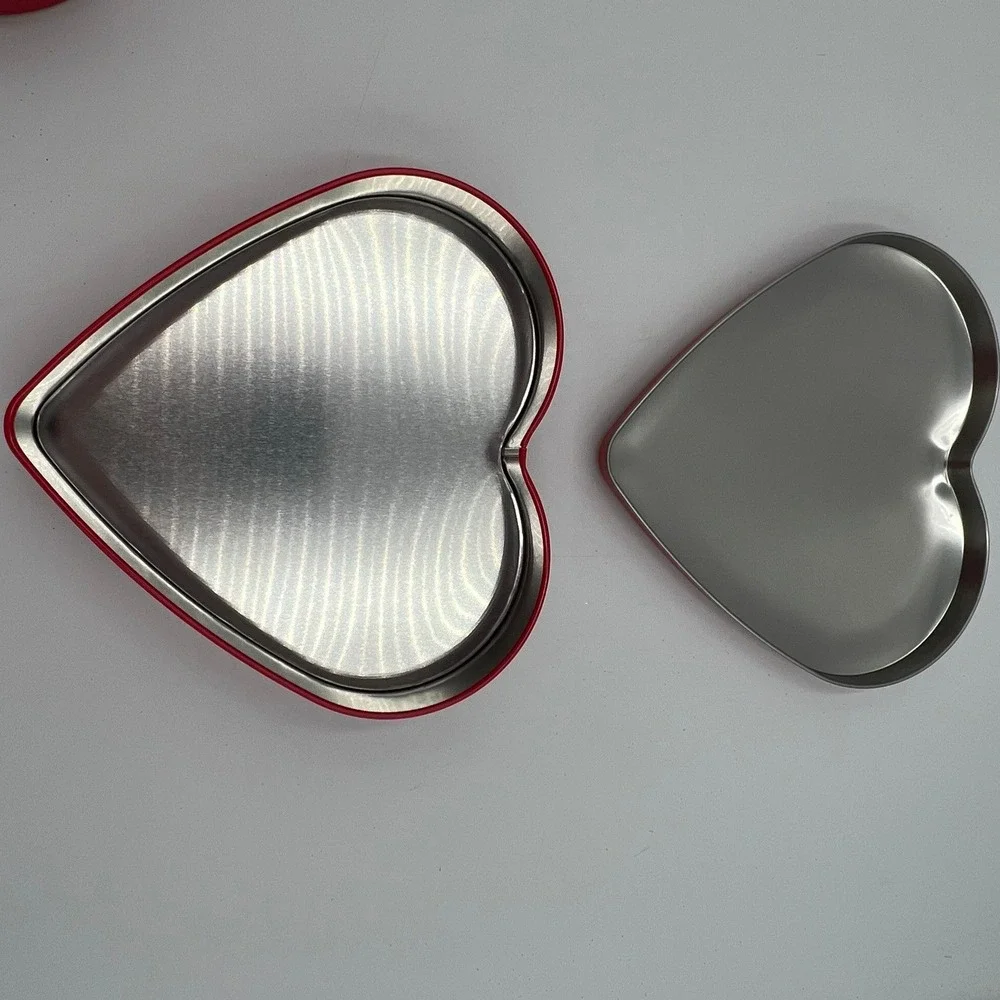 Heart Shaped Metal Tins Set of 2 Red NWOT Glossy Lovecore Gift